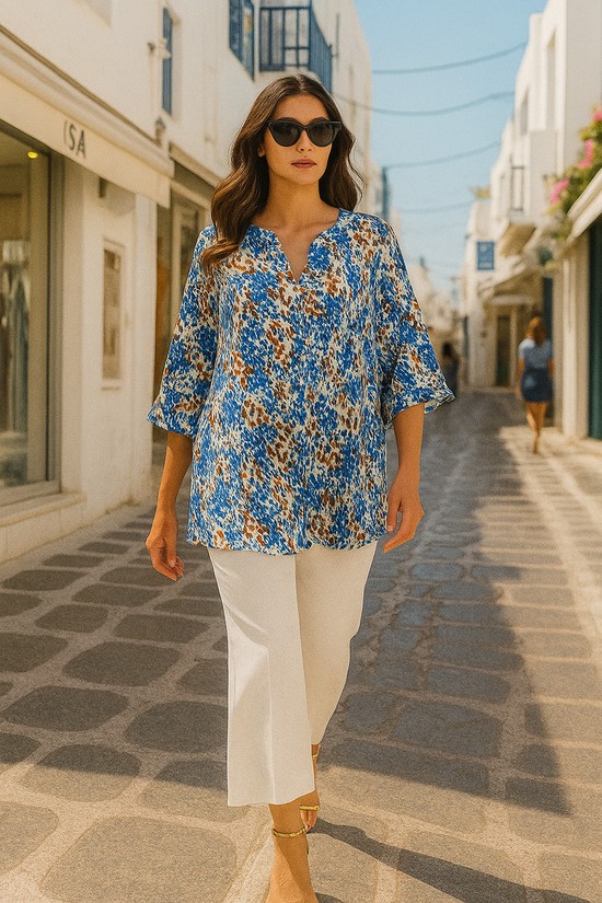 ΜΠΛΟΥΖΑ ESTETICA ΜΠΛΕ ΜΕ ΖΩΗΡΟ ΜΟΤΙΒΟ