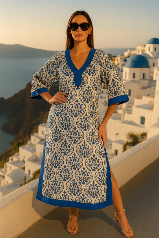 KAFTAN ΜΕ ΡΟΥΑ ΜΠΟΡΝΤΟΥΡΑ & ΜΑΡΟΚΙΝΟ ΜΟΤΙΒΟ