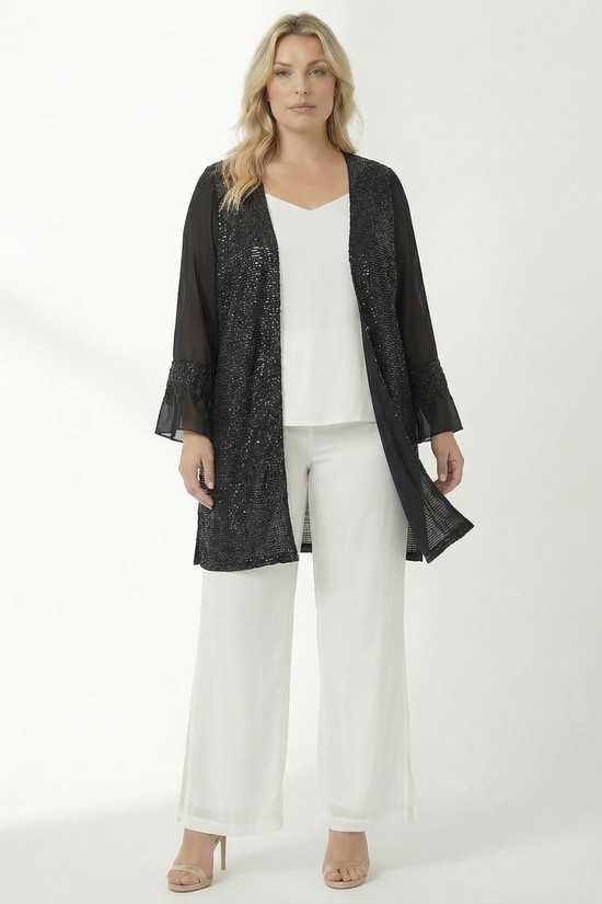 ΚΙΜΟΝΟ ΤΟΥΝΙΚ ΜΕ ΠΑΓΙΕΤΕΣ &  ΔΙΑΦΑΝΑ ΜΑΝΙΚΙΑ ΖΟΡΖΕΤΑ – ELEGANT BLACK SHINE