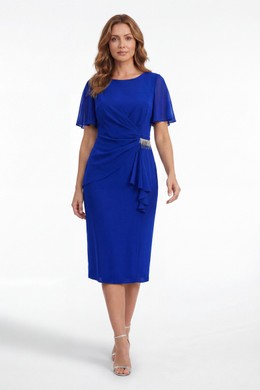 ROYAL BLUE ΦΟΡΕΜΑ ESTETICA ΚΡΕΠ ΜΕ ΖΟΡΖΕΤΑ ΚΑΙ DRAPED ΛΕΠΤΟΜΕΡΕΙΑ