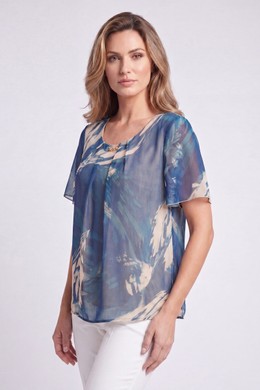 ΜΟΥΣΕΛΙΝΑ ΜΠΛΟΥΖΑ  BLUE ESTETICA ΜΕ ABSTRACT PRINT
