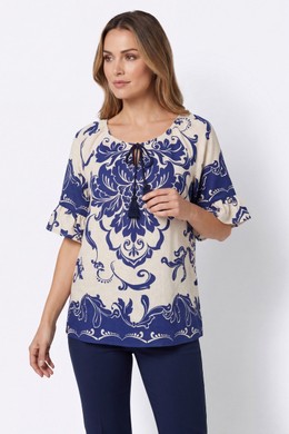 ΜΠΛΟΥΖΑ ESTETICA BOHO BAROQUE VISCOSE ΜΠΕΖ-ΜΠΛΕ