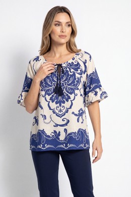 ΜΠΛΟΥΖΑ ESTETICA BOHO BAROQUE VISCOSE ΜΠΕΖ-ΜΠΛΕ