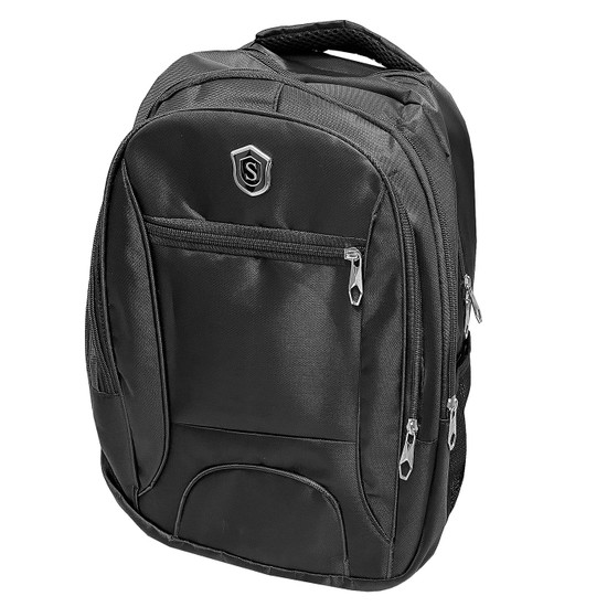 Τσάντα Πλάτης Μαύρη 4 zip 44x32x20cm  SXT-3408