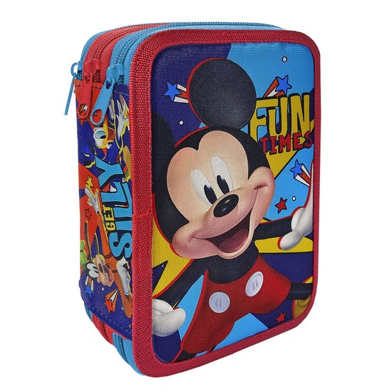 Κασετίνα Γεμάτη Τριπλή Mickey 19,5x12,5x7cm  SXT-2796