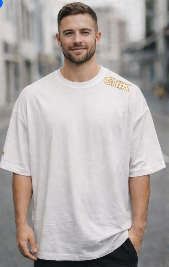 Ανδρικό oversized T-shirt gnik gold στάμπα